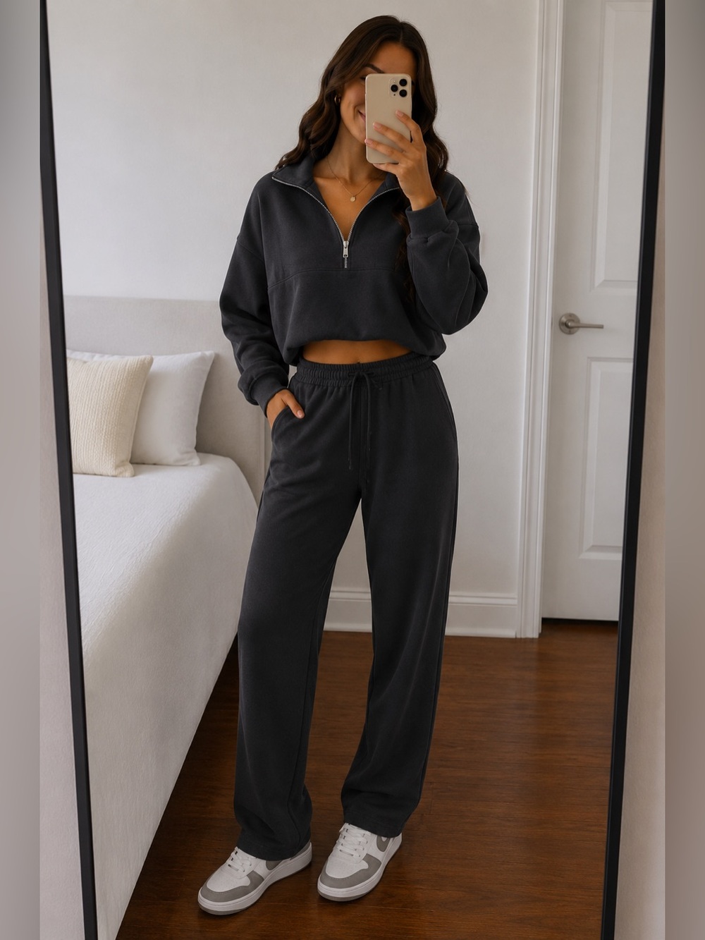 Dark Grey Half Zip up Cropped XS